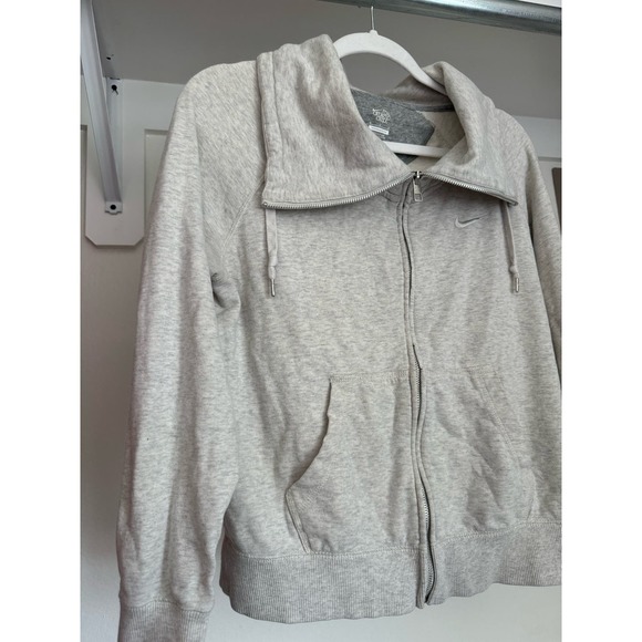 Nike Funnel Neck Full Zip Sweater‎ Jacket Size Medium Cream Grey Women's - Picture 3 of 8